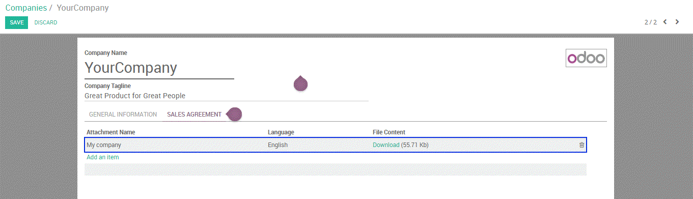 Odoo text and image block
